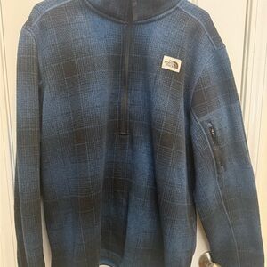 The North Face Men's Plaid Blue Zip-Up Sweater
